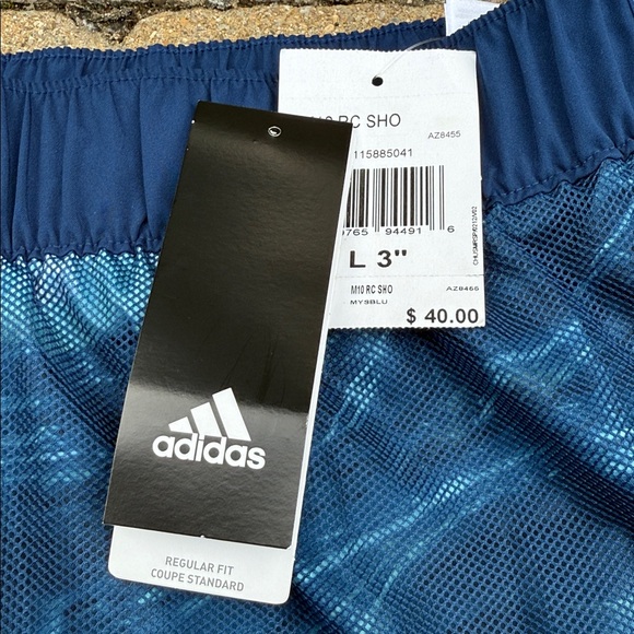 Adidas Shorts Wm Large Regular Fit 3" Blue Athletic Running Brief Drawstring - Picture 4 of 8